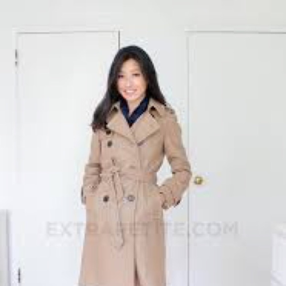 Jcrew NWT icon trench wool boulevard coat in Navy sz 0 - Picture 6 of 16